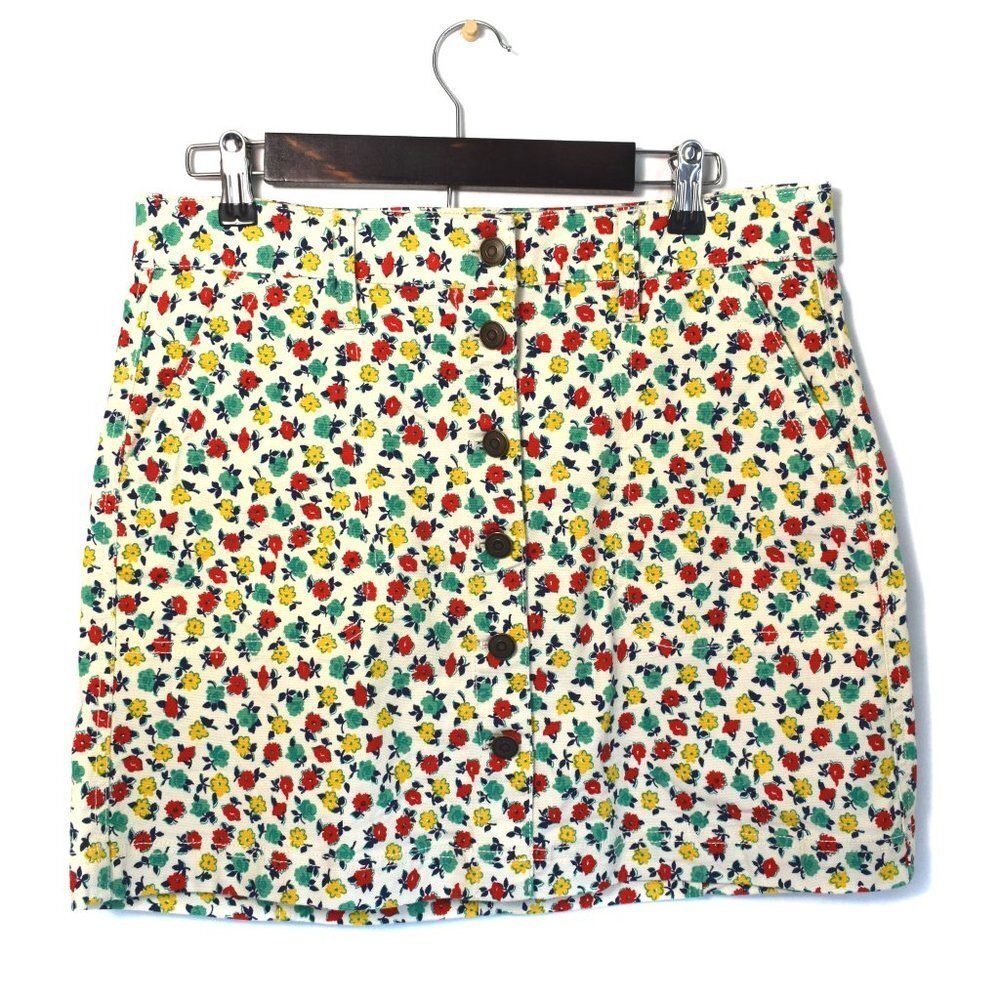 J.Crew Mercantile Floral Button Front Mini Skirt Size 4